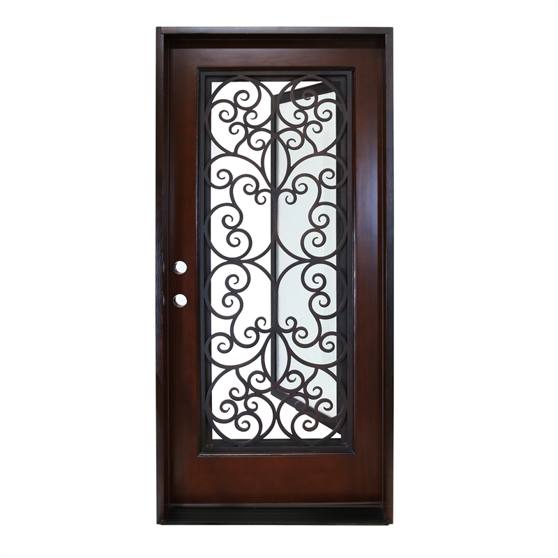 KaMic Polyurethane Swing Door with Right-Hand Single Inward in Dark Walnut