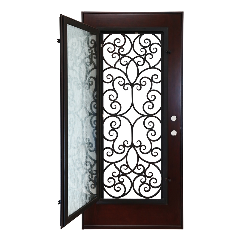 KaMic Polyurethane Swing Door with Right-Hand Single Inward in Dark Walnut