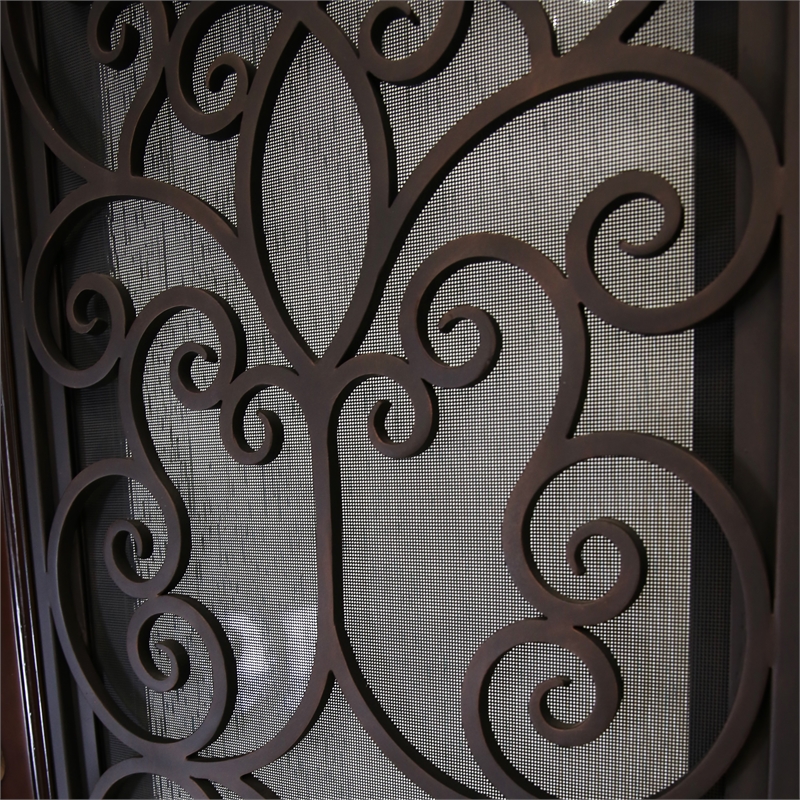 KaMic Polyurethane Swing Door with Right-Hand Single Inward in Dark Walnut
