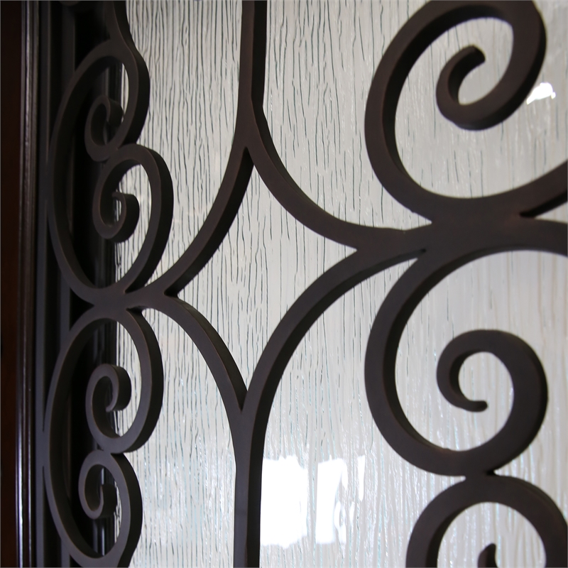 KaMic Polyurethane Swing Door with Right-Hand Single Inward in Dark Walnut