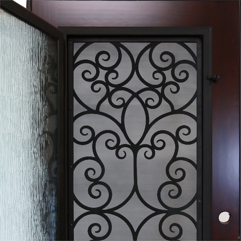 KaMic Polyurethane Swing Door with Right-Hand Single Inward in Dark Walnut