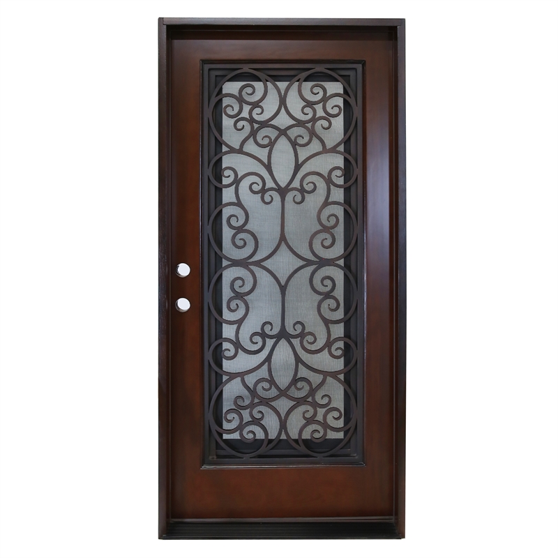 KaMic Polyurethane Swing Door with Right-Hand Single Inward in Dark Walnut