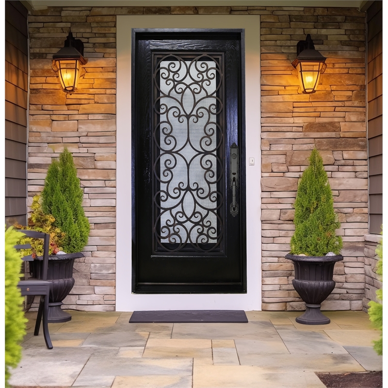 KaMic Polyurethane Swing Exterior Door with Left-Hand Single Inward in Espresso
