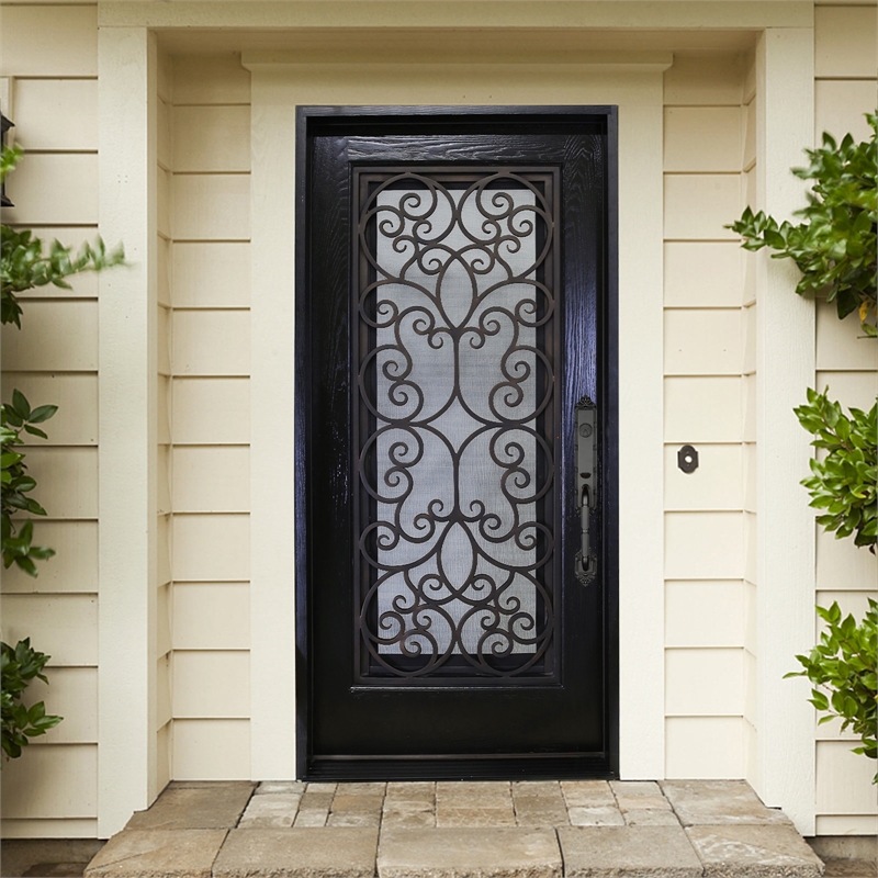 KaMic Polyurethane Swing Exterior Door with Left-Hand Single Inward in Espresso