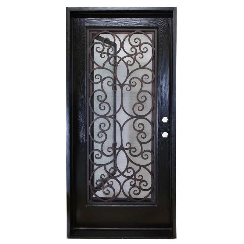 KaMic Polyurethane Swing Exterior Door with Left-Hand Single Inward in Espresso