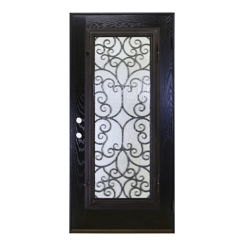 KaMic Polyurethane Swing Exterior Door with Left-Hand Single Inward in Espresso