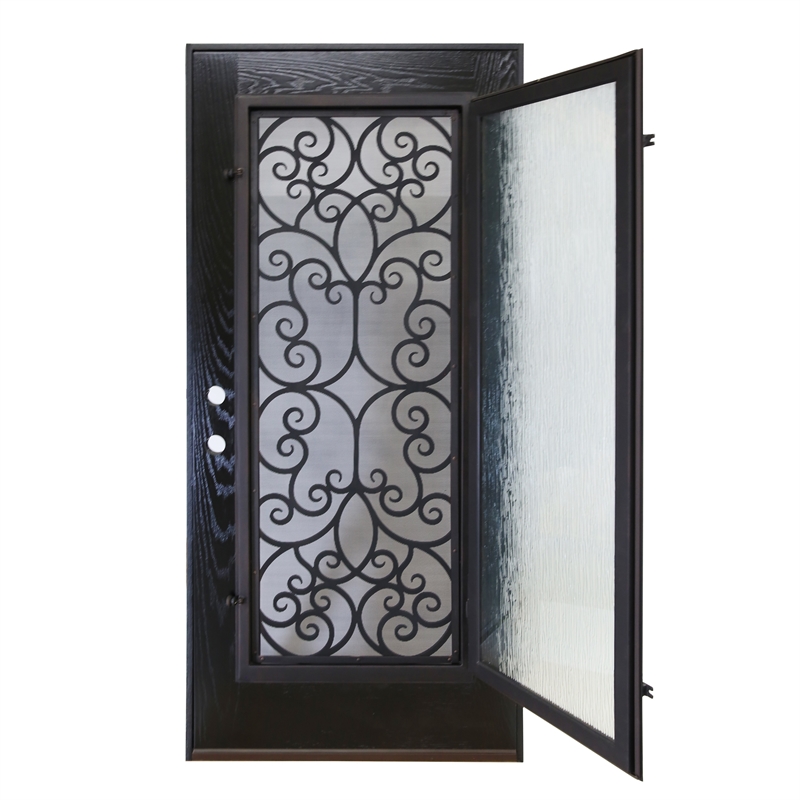 KaMic Polyurethane Swing Exterior Door with Left-Hand Single Inward in Espresso