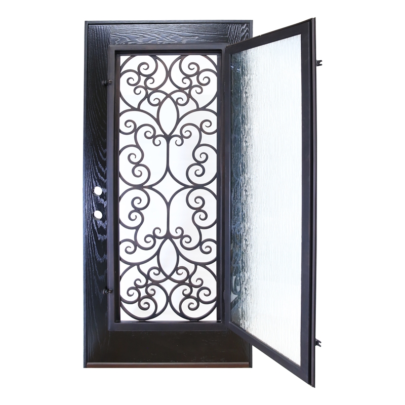 KaMic Polyurethane Swing Exterior Door with Left-Hand Single Inward in Espresso