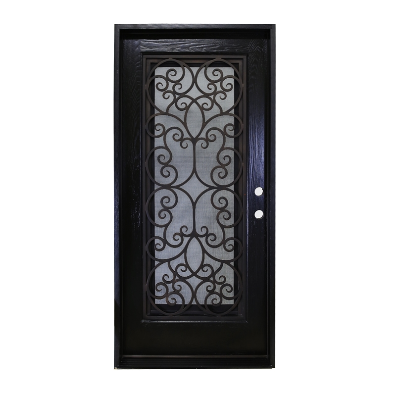KaMic Polyurethane Swing Exterior Door with Left-Hand Single Inward in Espresso