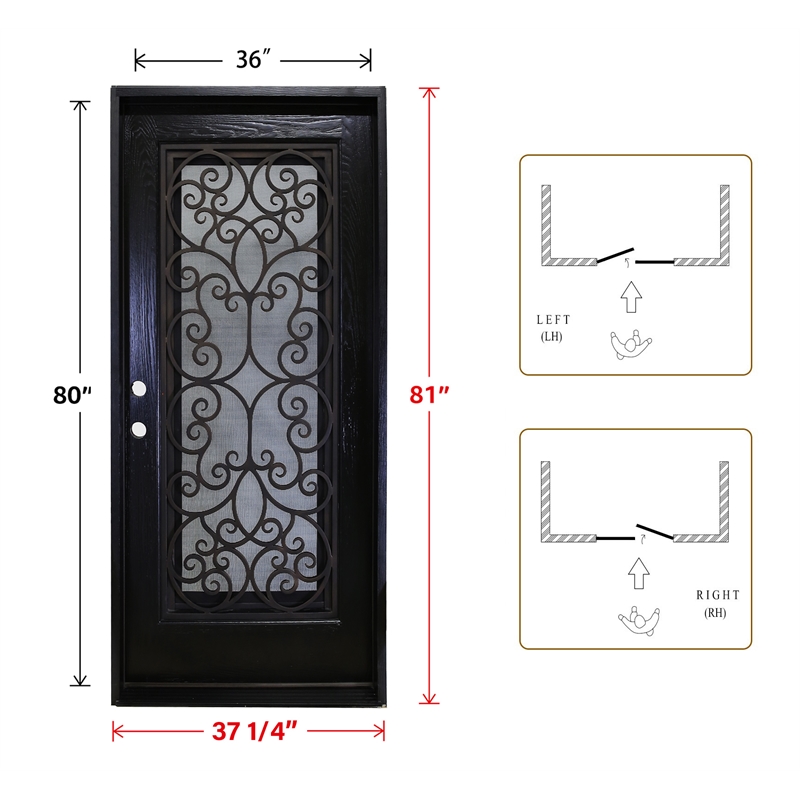KaMic Polyurethane Swing Door with Right-Hand Double Inward in Espresso