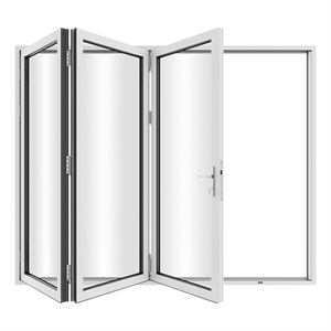 96&quot x 96&quot Contemporary Glass & Aluminum Folding Door with 3 Panels in White