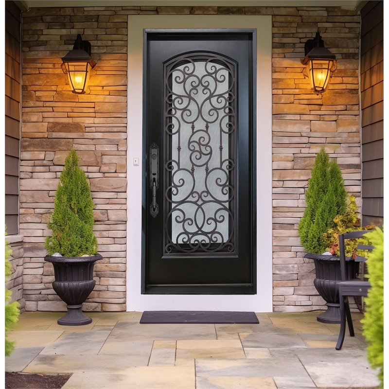 KaMic Polyurethane Swing Exterior Door with Right-Hand Single Inward in Espresso
