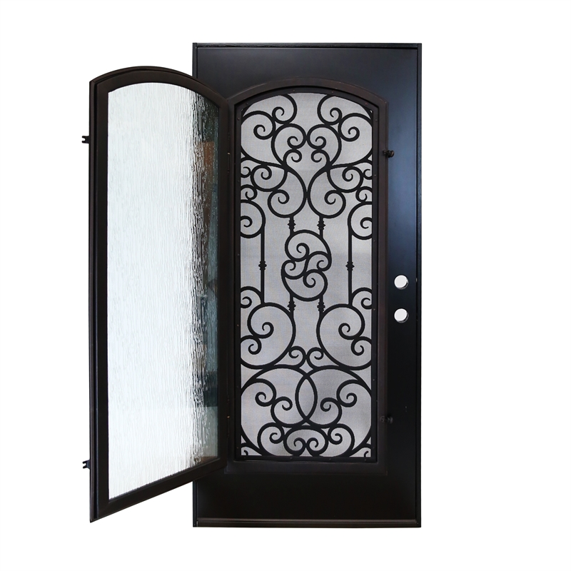 KaMic Polyurethane Swing Exterior Door with Right-Hand Single Inward in Espresso