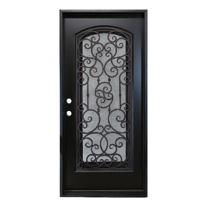 KaMic Polyurethane Swing Exterior Door with Right-Hand Single Inward in Espresso