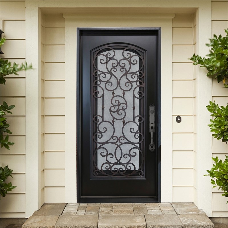 KaMic Polyurethane Swing Exterior Door with Left-Hand Single Inward in Espresso