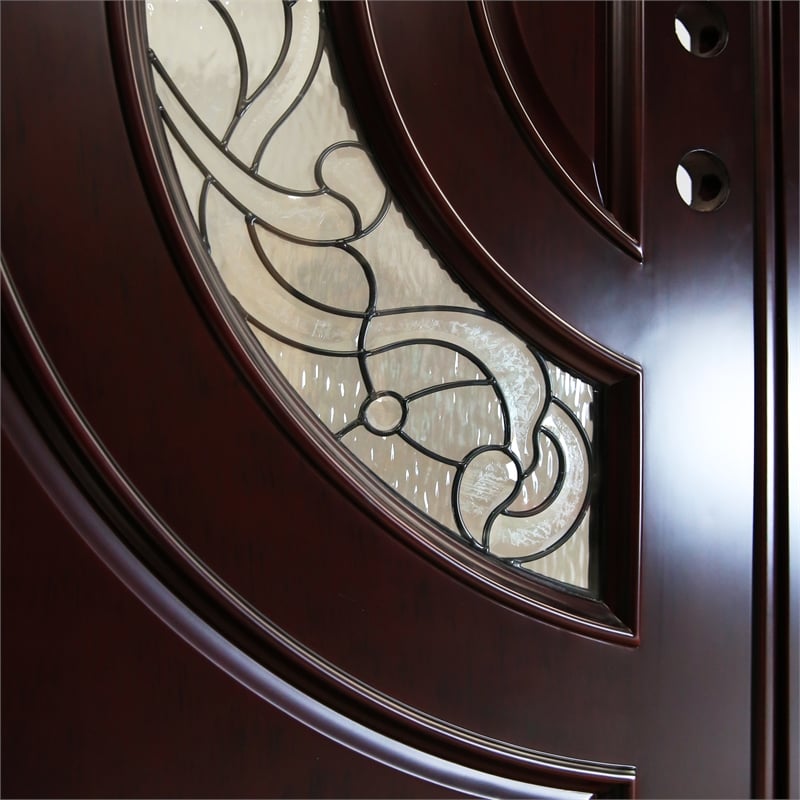 KaMic Polyurethane Swing Door with Right-Hand Double Inward in Dark Walnut