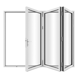 108&quotx 80&quot 3 Panels Aluminum Folding Doors In White Folded Out From Left To Right