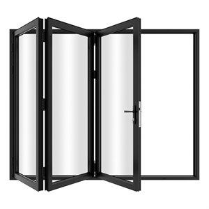 108&quotx 96&quot 3 Panels Aluminum Folding Doors in Black Folded Out from Right to Left