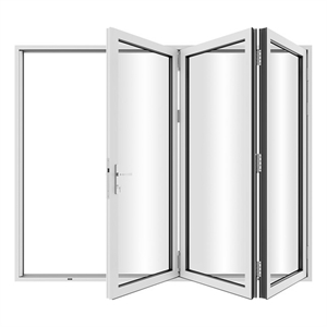 108&quotx 96&quot 3 Panels Aluminum Folding Doors In White Folded Out From Left To Right