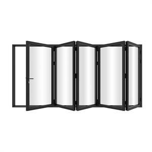168&quotx 80&quot 5 Panels Alumium Folding Door in Black Folded Out from Left to Right