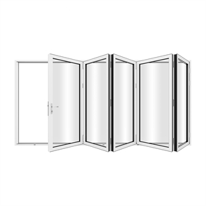 168&quotx 80&quot 5 Panels Aluminum Folding Door In White Folded Out From Left To Right