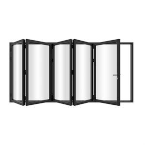 168&quotx 96&quot 5 Panels Alumium Folding Door in Black Folded Out from Right to Left