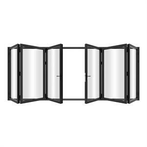 192&quot x 80&quot 6 Panels Aluminum Folding Doors in Black Folded Out from Dual Open
