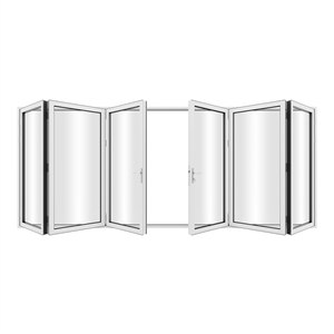 192&quot x 80&quot 6 Panels Aluminum Folding Doors in White Folded Out from Dual Open