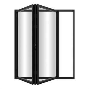 72&quot x 80&quot 2 Panels Aluminum Folding Door in Black Folded Out from Right to Left