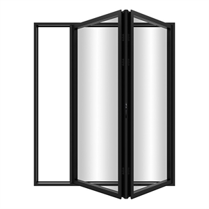 72&quot x 80&quot 2 Panels Aluminum Folding Door in Black Folded Out from Left to Right