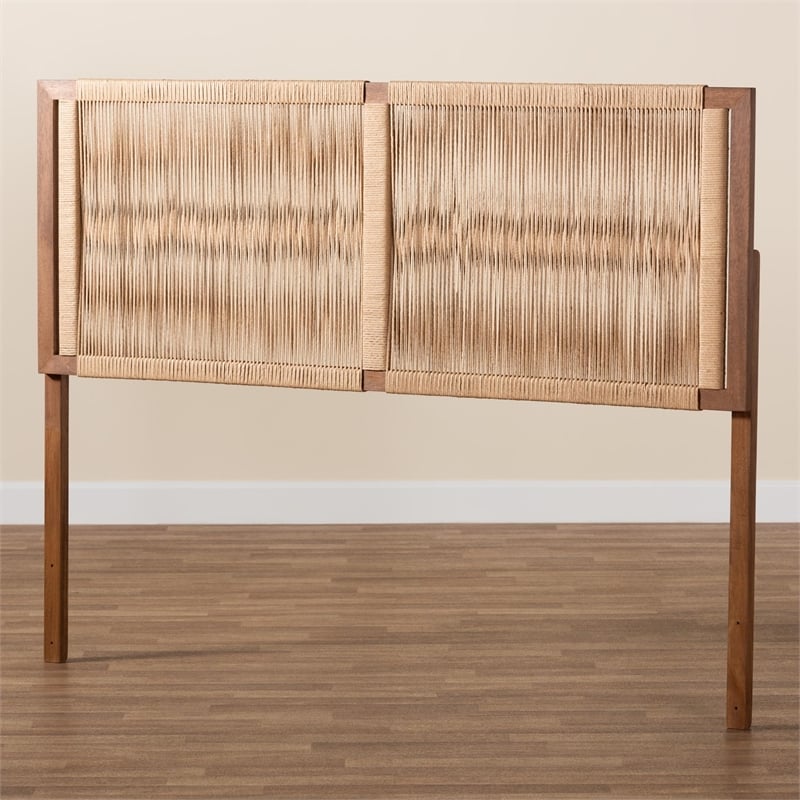 bali & pari Holitz Walnut Brown Finished Bayur Wood Queen Size Headboard