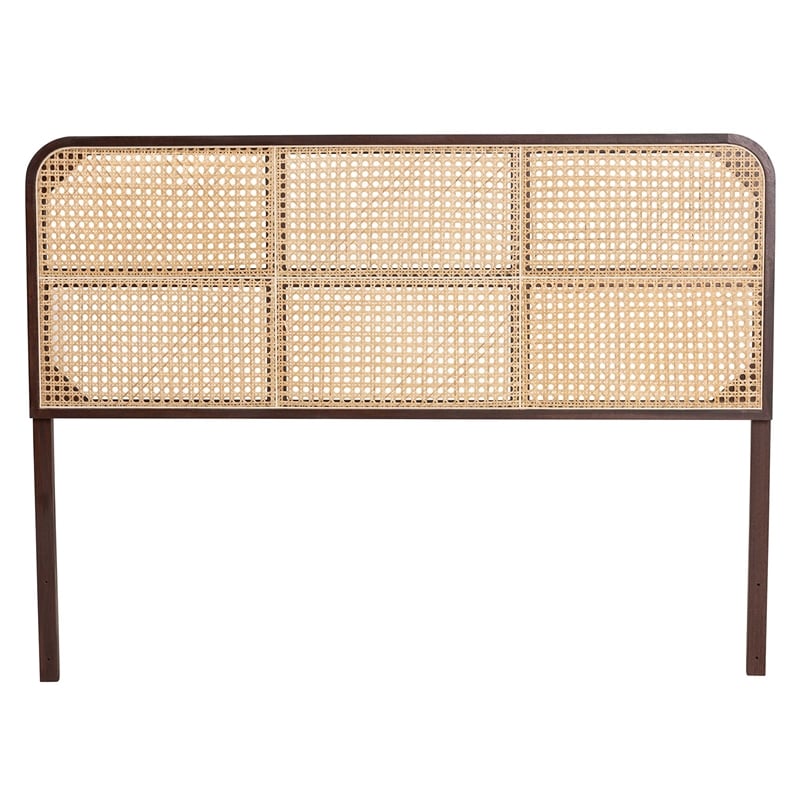 bali & pari Lainer Dark Brown Bayur Wood and Rattan Queen Size Headboard