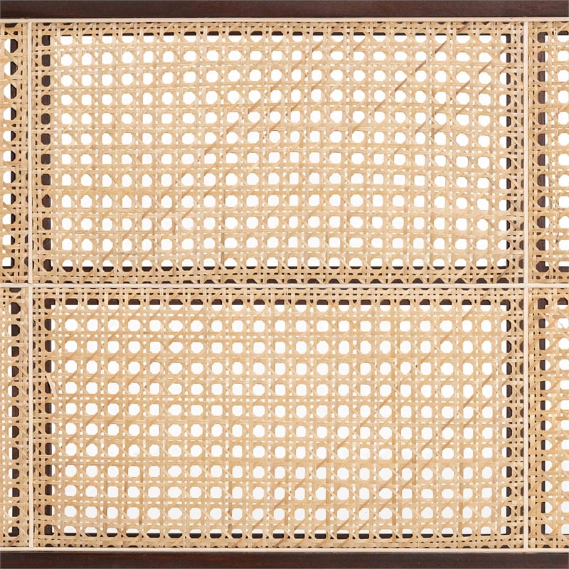 bali & pari Lainer Dark Brown Bayur Wood and Rattan Queen Size Headboard