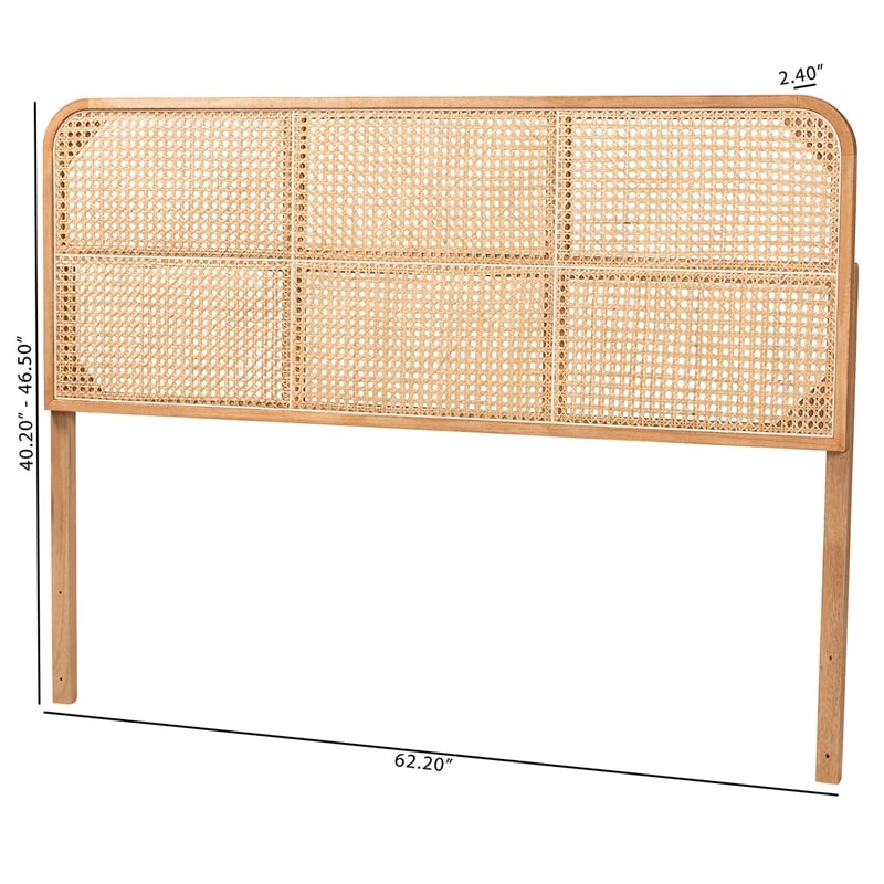 bali & pari Lainer Brown Finished Bayur Wood and Rattan Queen Size Headboard