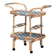 bali & pari Chasca Wood & Natural Rattan Wine Cart in Blue and White