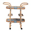 bali & pari Chasca Wood & Natural Rattan Wine Cart in Blue and White