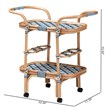 bali & pari Chasca Wood & Natural Rattan Wine Cart in Blue and White