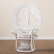 bali & pari Ediva Modern Natural Rattan Peacock Accent Chair in White
