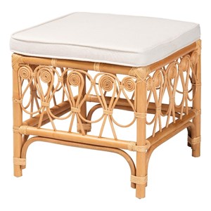 bali & pari Ibiza Modern bohemian Rattan Footstool in Natural Brown