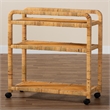 bali & pari Delphine Modern Bohemian Rattan Kitchen Cart in Natural Brown