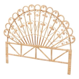 bali & pari Rasima Rattan Queen Size Standalone Headboard in Natural Brown