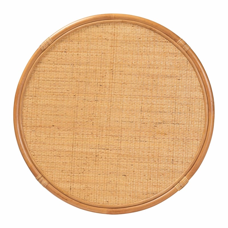 bali & pari Louis Modern Bohemian Rattan Coffee Table in Natural Brown