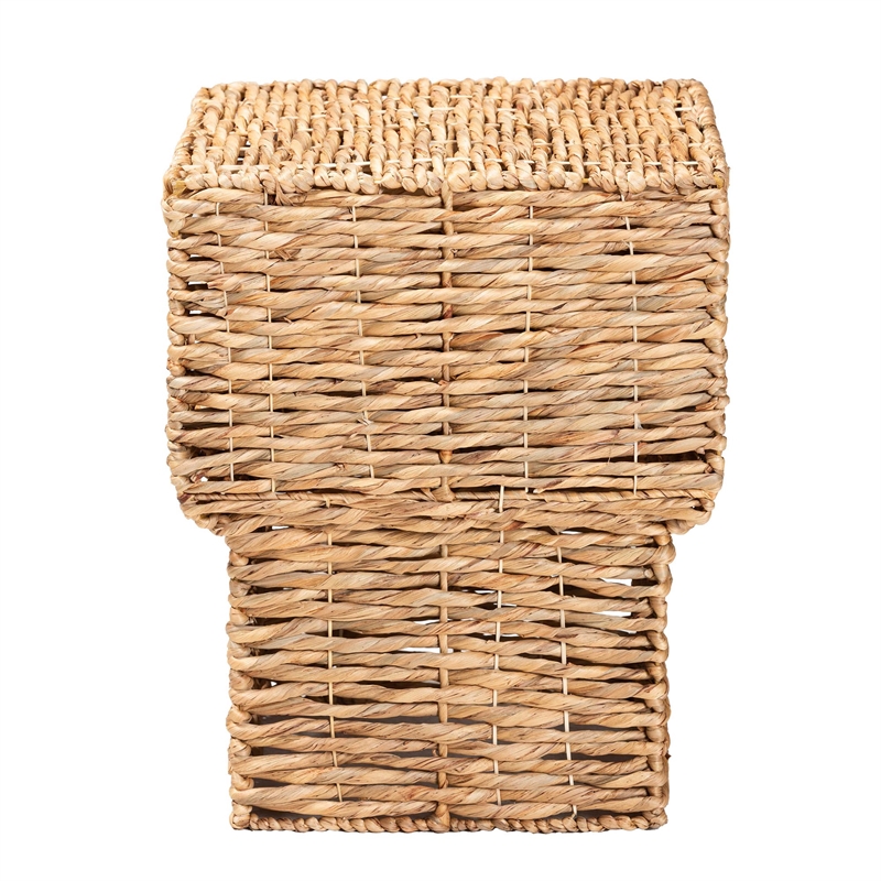 bali & pari Raziel Square Seagrass & Wood End Table in Natural Brown