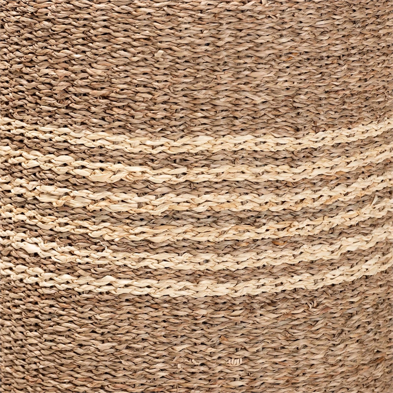 bali & pari Wickham Round Seagrass Rattan Ottoman Footstool in Natural Brown