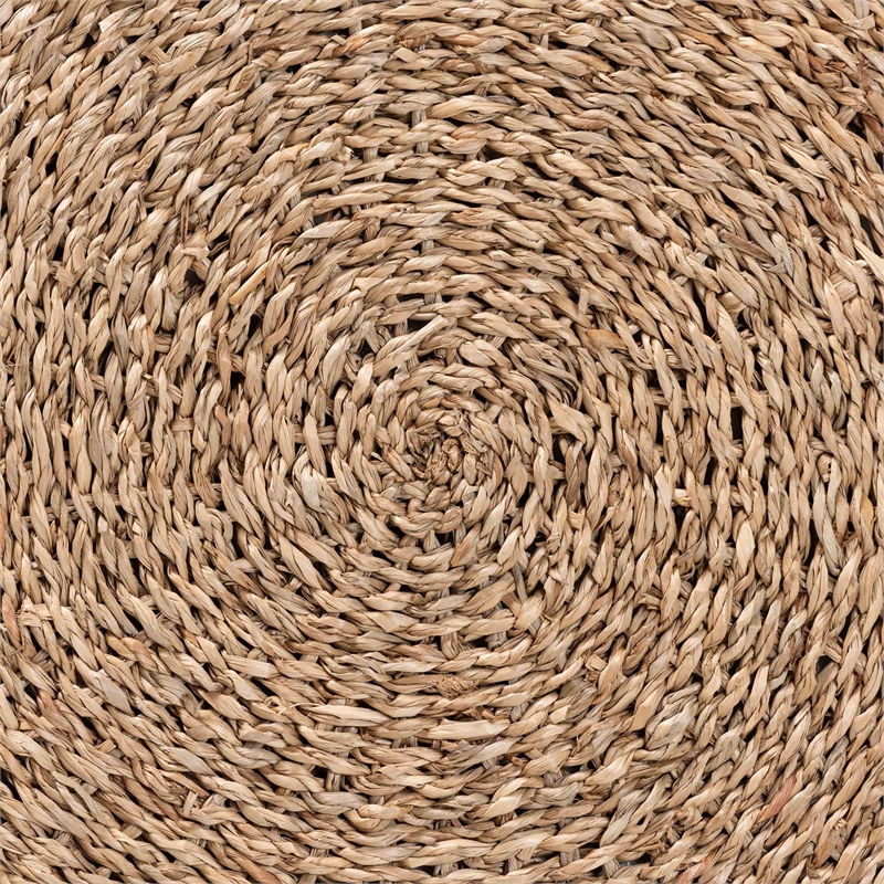 bali & pari Wickham Round Seagrass Rattan Ottoman Footstool in Natural Brown
