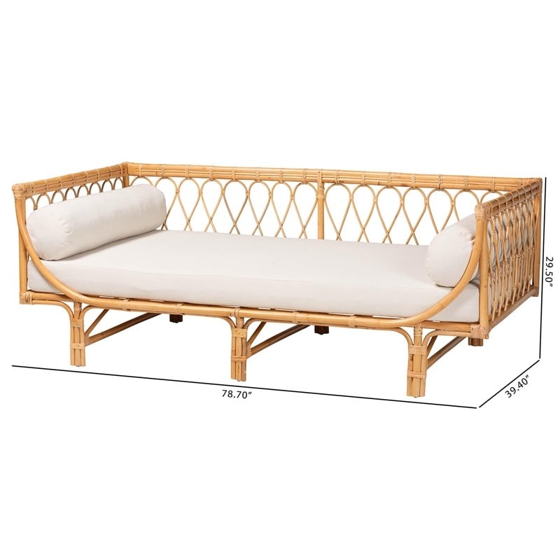bali & pari Davida Modern Bohemian Natural Brown Rattan Daybed