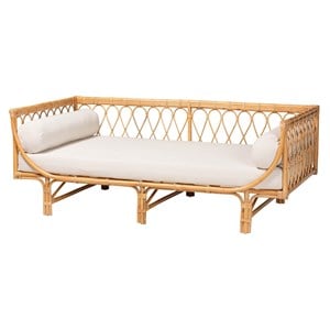 bali & pari Davida Modern Bohemian Natural Brown Rattan Daybed