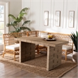 bali & pari Abella Modern Bohemian Honey Rattan 4-Piece Dining Nook Set