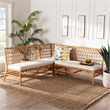 bali & pari Capella Honey Rattan 3-Piece Dining Nook Banquette Set