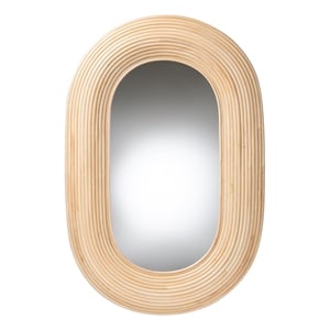 bali & pari Drucilla Bohemian Natural Brown Rattan Oval Accent Wall Mirror